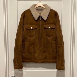 Zara Man Faux-Fur Lined Faux Suede Light Jacket for Men